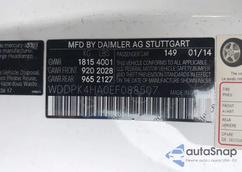 2014 Mercedes-Benz Slk 250 from USA, damaged, VIN WDDPK4HA0EF088507